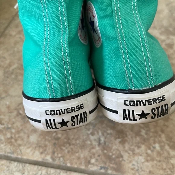 Converse Womens High-Top Sneakers - Teal and White - Picture 3 of 5